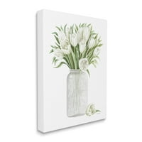 Stupell Industries bijeli tulipani Rustikalna seoska tegla Falling Blooms slika Galerija umotano platno