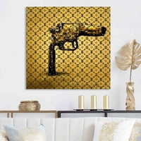 Designart Zlatni Dizajner Pištolj V Platno Zid Art