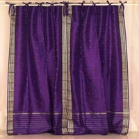 Ljubičasta Tie Top Sheer Sari zavjese Drape Panel - 43w 120l-par