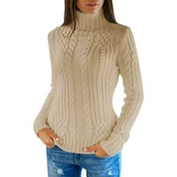 Drpganly Plit džemper s jesenjem i zimskom redovnom turtleneck dugim rukavima pleteni džemper ženski zbojenici