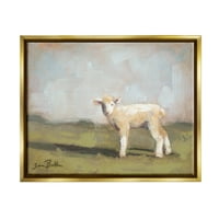 Baby Lamb Poljoprivredno Zemljište Životinje I Insekti Slikarstvo Metalik Zlato Uokvireno Art Print Wall Art