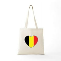 CafePress - Torba Za Srce Sa Belgijskom Zastavom-Torba Od Prirodnog Platna, Platnena Torba Za Kupovinu