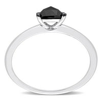 Carat T. W. Crni Dijamant 10k zaručnički prsten pasijansa od bijelog zlata