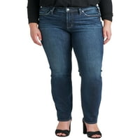 Silver Jeans Co. Ženske Plus Size najtraženije farmerke sa ravnim nogama srednjeg rasta veličine struka