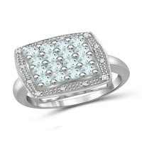 JewelersClub Aquamarine Prsten Birthstone Nakit-1. Carat Aquamarine 0. Srebrni prsten nakit sa bijelim