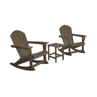 Trodijelni vanjski dvorišni dijelovi za ljuljanje adirondack stolica sa bočnim stolom, tamno smeđom