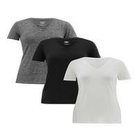 Athletic Works ženska osnovna aktivna kratka rukava V-izrez T-Shirt, 3-Pack